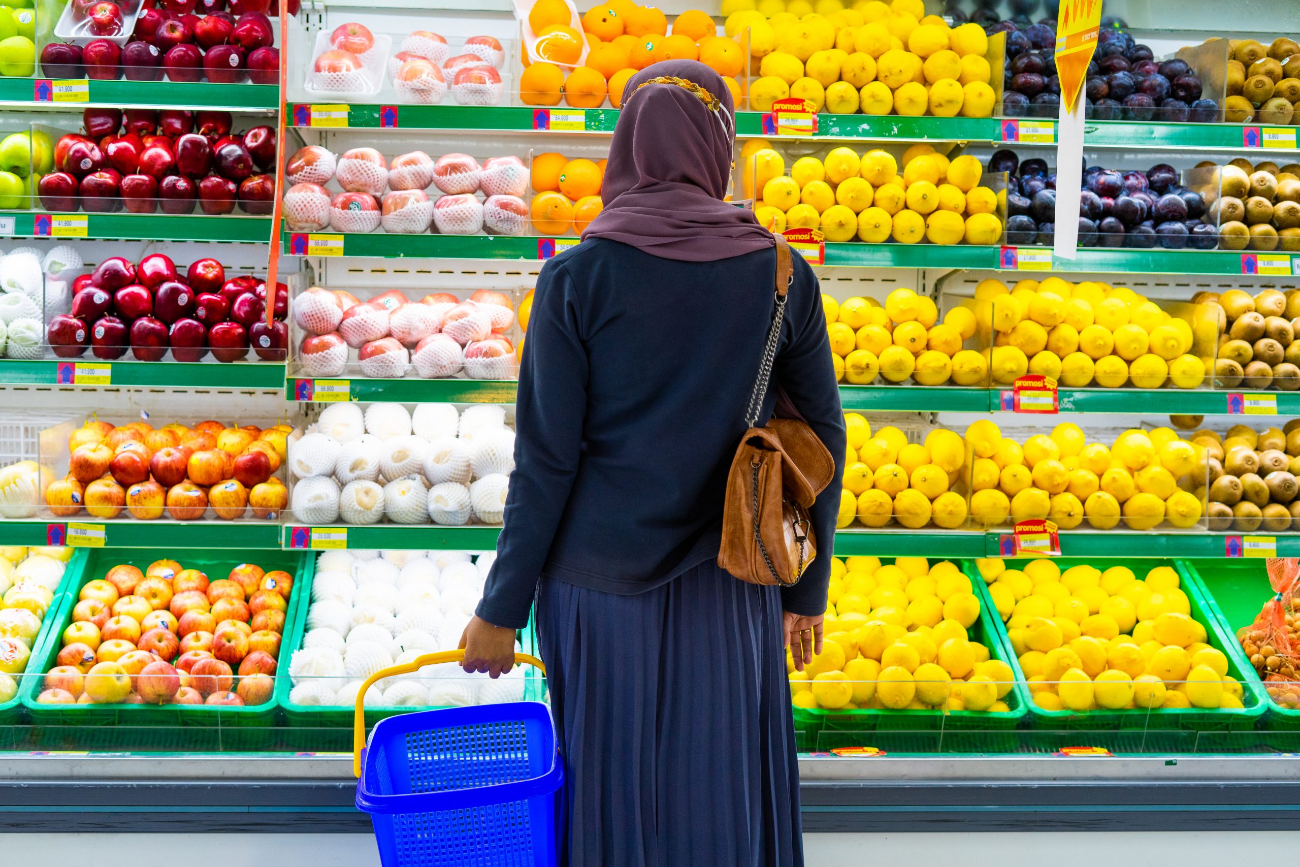 A refugee in the produce aisle of the grocery store