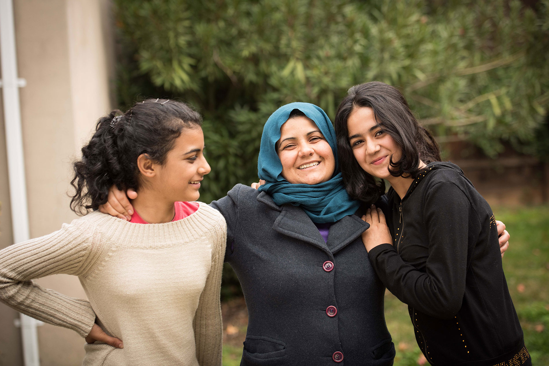 A refugee mother and her two teenage daughters